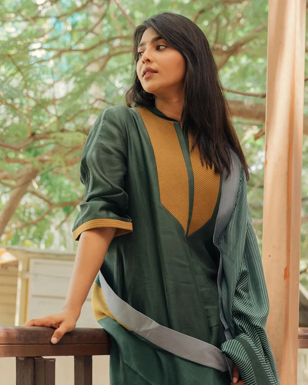 Malayalam Actress Aishwarya Lekshmi in Green Color Dress